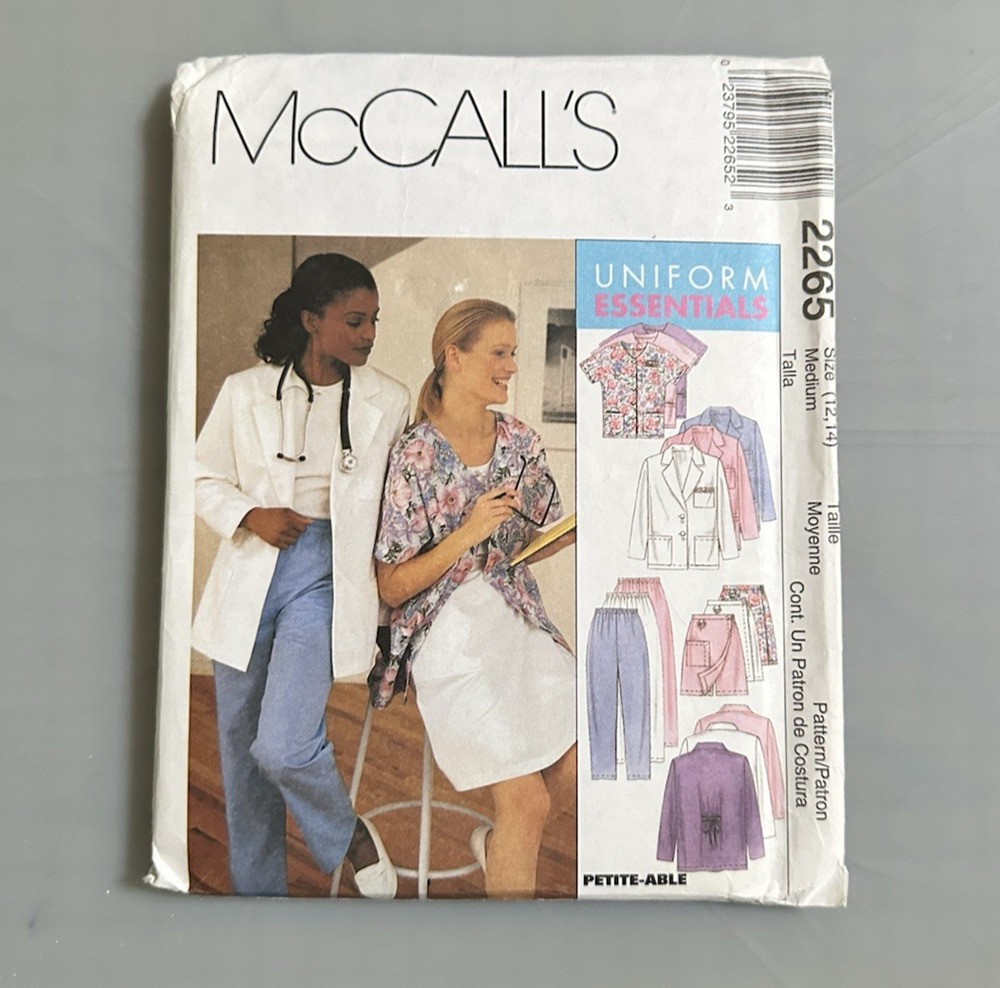 UNCUT McCalls Sewing Pattern 2265 Nursing Uniform Scrubs Misses Size 12-14